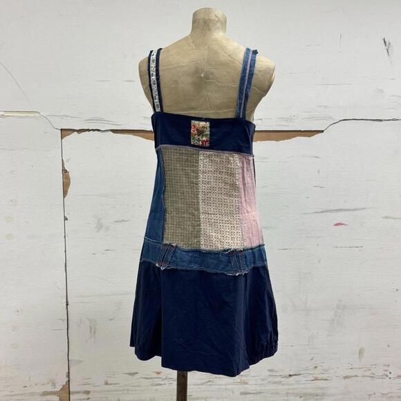 90s/Y2K Vintage La Mode est à Vous Patchwork Denim Mini Dress - Picture 5 of 8